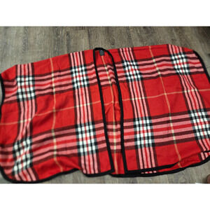 V. Fraas Soft Fleece Drape Wrape Cardigan Sweater One Size Classic Red Plaid